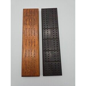 Wood Cribbage Board Very Old Hand Made No Pegs - Set of 2
